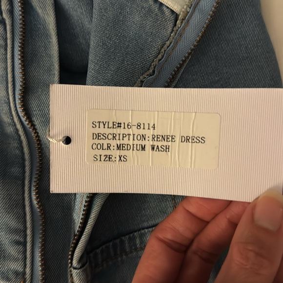 Torn By Ronny Kobo Renee Denim Rosette Strapless Midi Dress - Picture 6 of 6